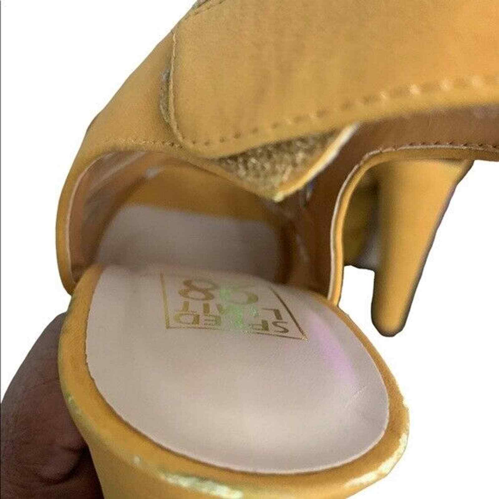 Speed Limit 98 Caged Mustard Yellow Chunky Heel Platf… Gem