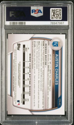 PSA 10 2023 Bowman Chrome #CPAAC Austin Charles 1st Auto Blue Crater Ref /150 - Picture 2 of 2