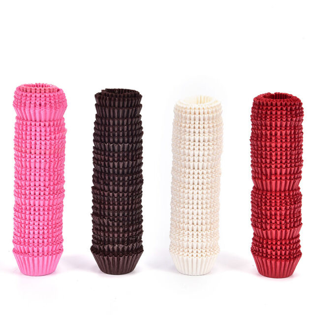 500x Mini Chocolate Paper Liners Baking Cupcake Cases Muffin Cake Solid UK 500x Mini Chocolate Paper Liners Baking Cupcake Cases Muffin Cake Solid UK