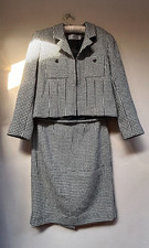 Carlisle Womens Blazer Jacket Skirt Suit Set Wool Blend Diamond Pattern Size 10