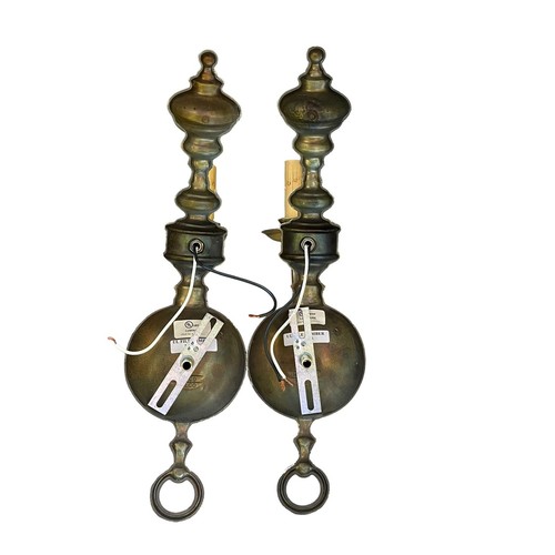 Pair Vintage Brass Wall Hanging Candle Sconces Electrical Antique Colonial Style - Picture 6 of 14
