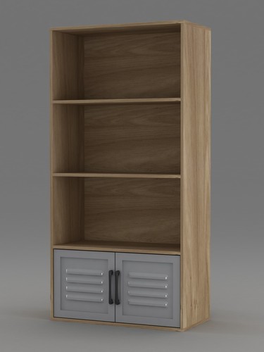 4 Tier Wooden Bookcase Cupboard With Metal Doors Storage Display Cabinet Unit - Picture 24 of 28