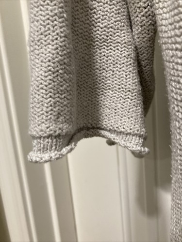 J Jill Silk Blend Cardigan Grey SZ 2X Knit Tie Neck Slouch Pockets - Picture 5 of 17