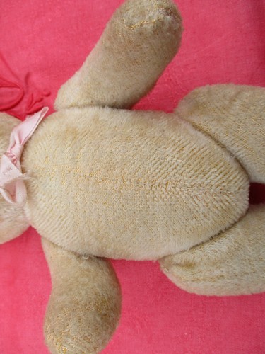 ANTIQUE FRENCH 11'' VINTAGE 1950's TAN MOHAIR JOINTED LEGS AND ARMS TEDDY BEAR - Picture 10 of 12