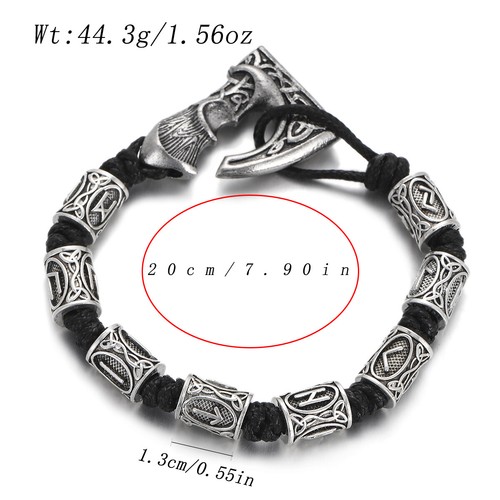 New Viking Axe Wrap Paracord Bracelets Men Mjolnir Hammer Nordic Runes Bracelets - Picture 5 of 27