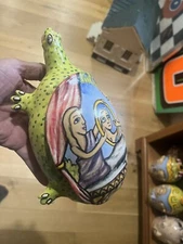 Stacy Lambert face pottery Turtle Large / medium Size.    Nice   Signed.