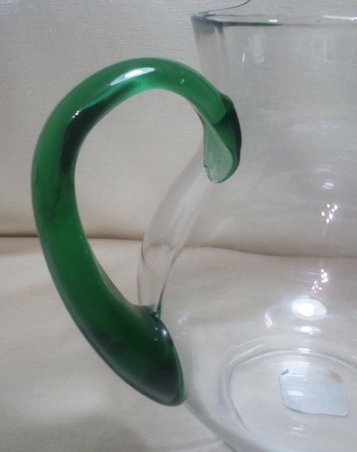 Jarra de vidrio Crisa Margarita con mango verde 9" México nueva con etiquetas - Imagen 3 de 6