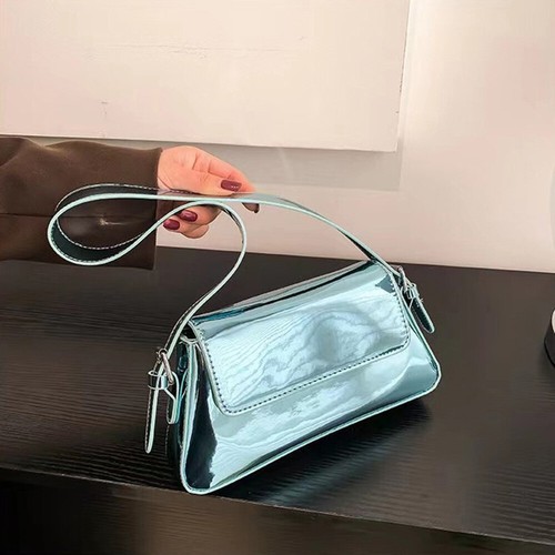 Borsa a tracolla borsetta festa pochette ascelle borsa ascelle tinta unita lacca - Foto 14 di 21