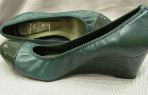 French Sole FS/NY Green Colorblock Toe/Heel Patent & Leather Wedge Shoes ~ 6.5M  - Picture 1 of 8