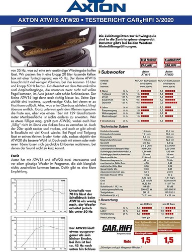 Axton ATW20 20 cm Subwoofer 2 x 2 Ohm 75 W RMS Doppelschwingspule Bass Box Auto - Bild 7 von 7