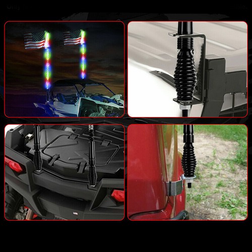 2PCS LED Whip Light Spring Base Mount Quick Release Heavy Duty For Honda Pioneer - Picture 7 of 12