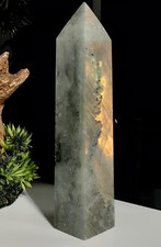 Large 269g Beautiful Rainbow Labradorite Moonstone Tower Crystal Point Stone