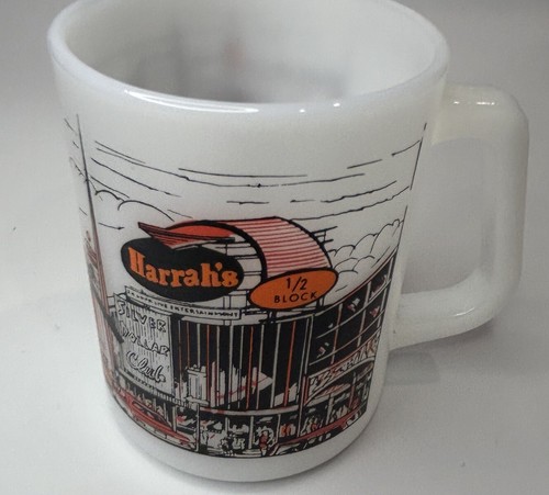 FEDERAL GLASS RENO, NEVADA MILK GLASS MUG - DOWNTOWN IN 1960'S - Picture 1 of 8