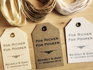 Personalizado De Boda en la riqueza lotería favor Etiquetas-Vintage Kraft//Blanco//Marfil 4