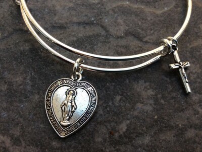 Our Lady Of Perpetual Help Charm On A 8 1/2 Inch Round Double Loop Bangle Bracelet Our Lady Of Perpetual Help Charm On A 8 1/2 Inch Round Double Loop Bangle Bracelet