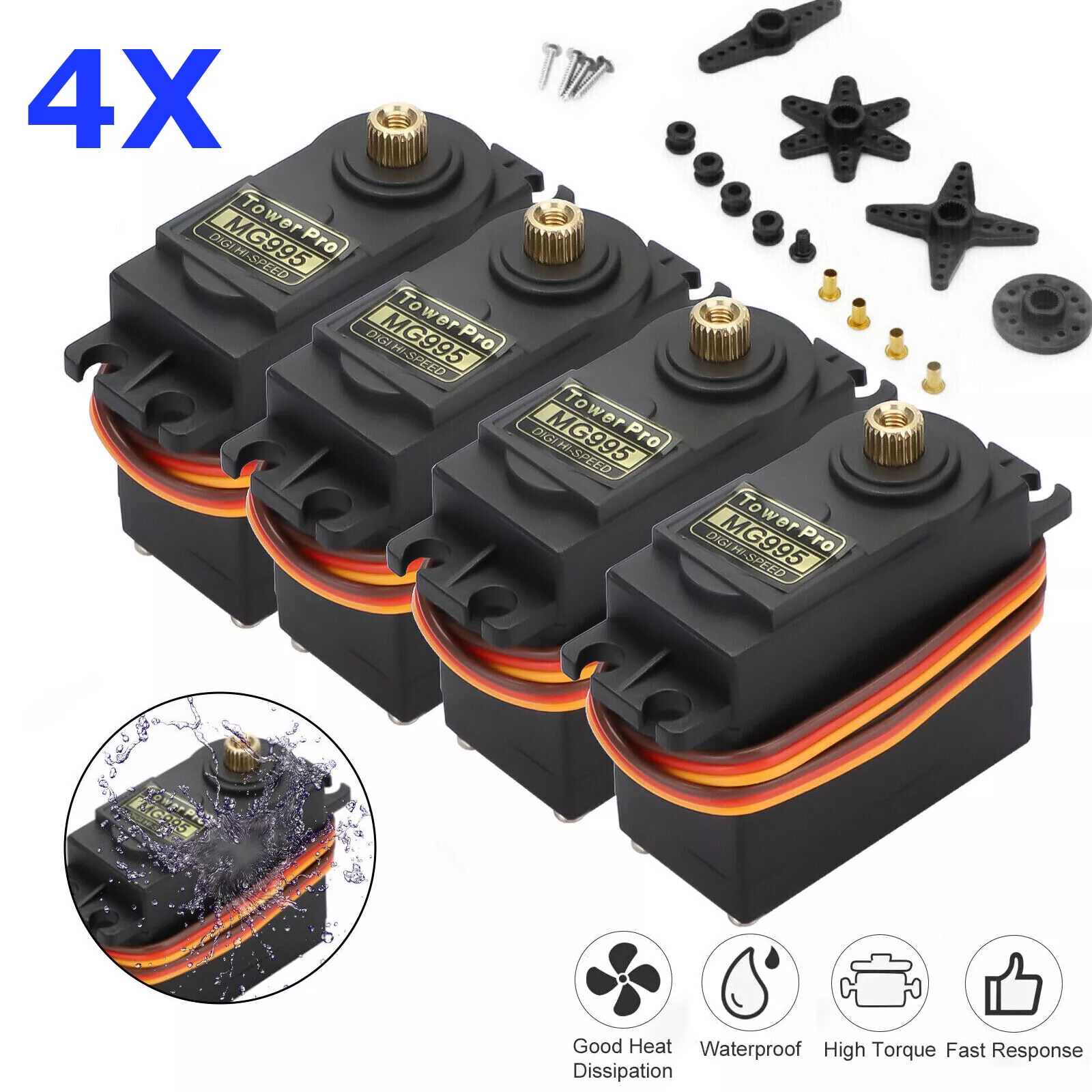 4pcs Waterproof MG995 Metal Gear Torque Digital Servo
