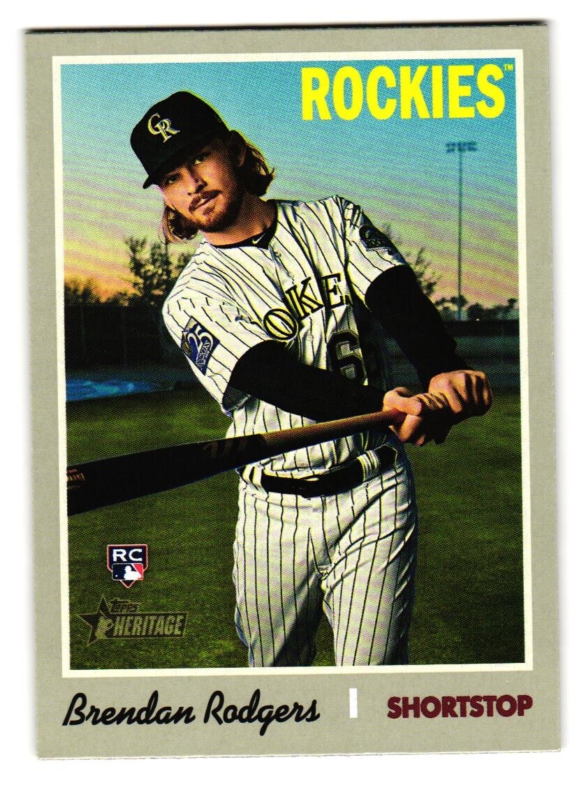 2019 Topps Heritage # 508c Brendan Rodgers Colorado Rockies Rookie