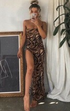 Women's Party One-Shoulder Animal Print Street Party Sexy Bodycon Midi Dress