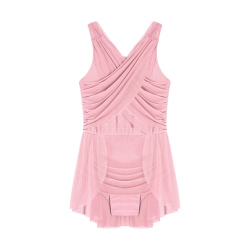 Girls Skating Dress Sleeveless Ballet Dance Leotard Dress Lyrical Modern Dress - Picture 71 of 220