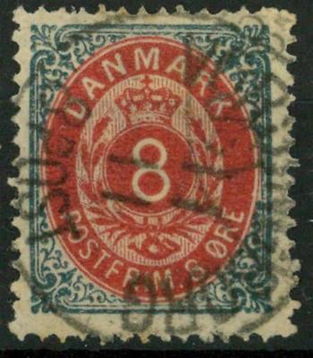 DÄNEMARK - DÄNEMARK - 1875 - Ziffer und Wappen doppelt oval - Stundenwert - 8