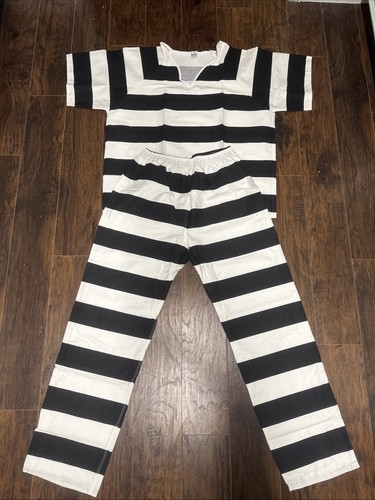 Authentische Uniform Gefängnis Insasse Gefängnis Streifen XL - 2 Stück Set Made In USA - TCI