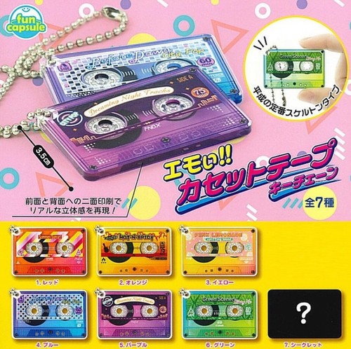 Capsule Giocattolo Cassetta Nastro Portachiavi Tutti 7 Tipi Completo Comp SET Gacha Giappone NUOVO - Foto 1 di 7