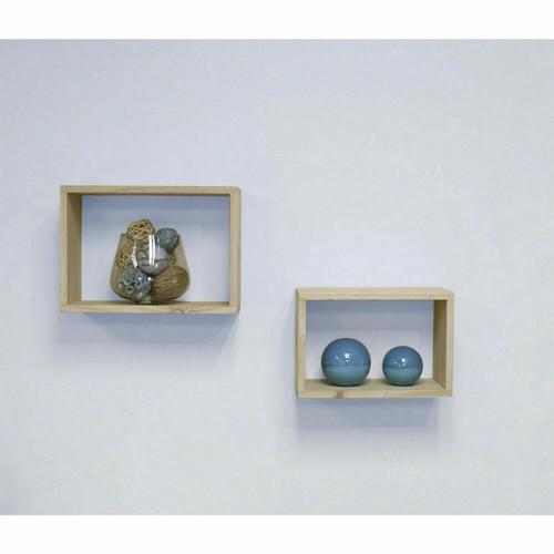 WOODEN WALL FLOATING CUBE BOX SHELF SHELVES UNIT DISPLAY WALLS STORAGE SHELF - Picture 3 of 7