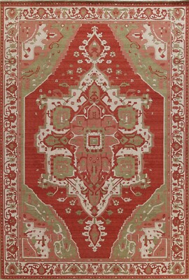 Geometric Heriz Serapi Turkish Red/ Ivory 9x12 Area Rug Dining Room Hand-knotted