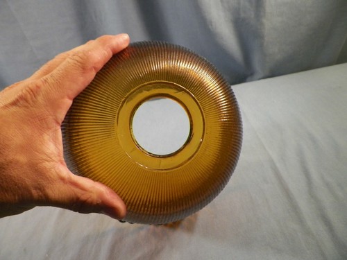 Brooke Crescent Dome Shaped Amber Glass Lamp Shade w/ Ribbed Design  - Picture 4 of 9