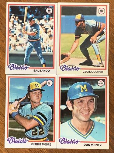 8 Cards - 1978 Topps Milwaukee Brewers Baseball Card Lot Near Mint Bando Cooper - Picture 1 of 2