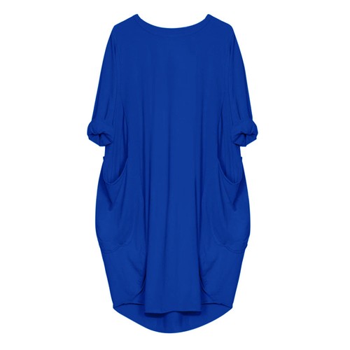 Womens Oversized Long Sleeve Midi Dress Ladies Pockets Casual Baggy T-Shirt Tops - Picture 9 of 47