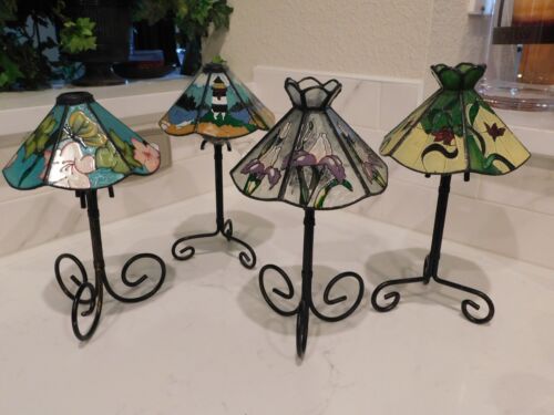 CLOSE-OUT 4 Lampade in vetro colorato e base in metallo TEA LIGHT PORTACANDELE - Foto 2 di 10