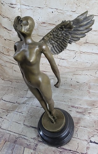 Abstract Winged Angel Nude Female Figure Bronze Sculpture Statue Aldo Vitaleh - Imagen 6 de 10
