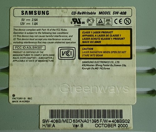 Samsung SW-408 5.25 Inch ATA IDE CD-RW Optical Drive - Picture 2 of 7