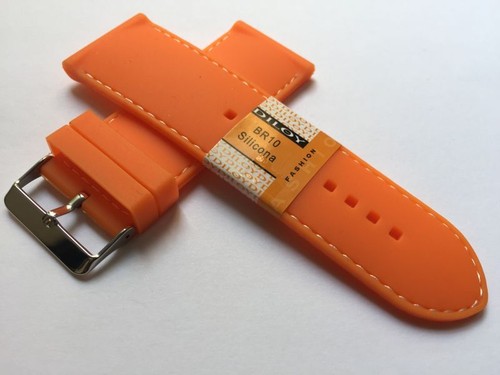 28mm Silikon Uhrenarmbänder Diloy Auswahl in Rot-blau-orange-gelb-weiß - Picture 11 of 36