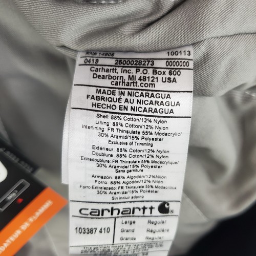 CARHARTT Sz Large NEW Flame Res FR Thinsulate Rain Defender Mens Vest $225 Blue - Picture 22 of 23