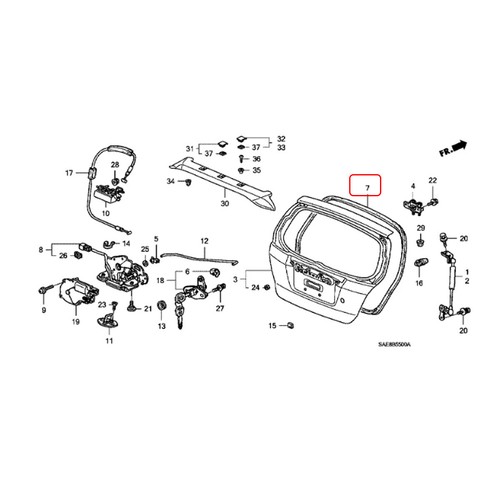 Sello de goma para puerta trasera del maletero para Honda Jazz Fit 2003-2007 - Imagen 5 de 10