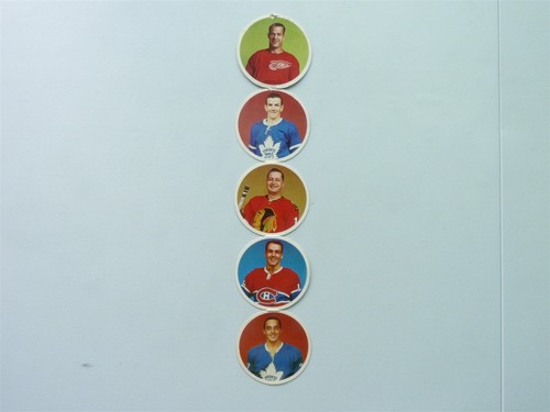 1963 EL PRODUCTO NHL HOCKEY DISC CARD uncut GORDIE HOWE GLENN HALL KEON RICHARD  - Imagen 1 de 7