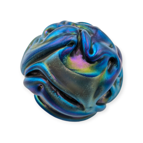 Daniel Lotton 1985 Signed Iridescent Blue Lava Cypriot Glass Paperweight 2.5" - Picture 8 of 10