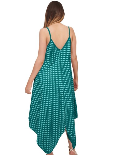 Maxi vestido de verano italiano con tirantes estampado de playa con cuello en V sin mangas para mujer - Imagen 88 de 253