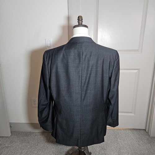 Joseph Abboud Loro Piana Italy 44R 100% Wool Suit Blazer Jacket Textured Gray - Picture 4 of 19