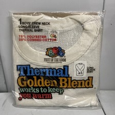 Vintage Fruit of the Loom Golden Blend Boys Thermal Underwear Shirt NOS Small