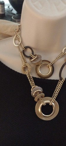 Vintage Bohemian Double Strand Links, Loops And Rings Necklace - Picture 2 of 6
