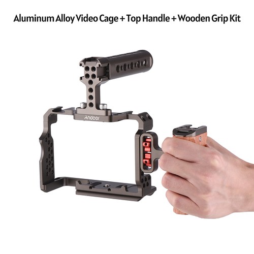 Andoer Camera Cage & Handle Wooden Grip Kit for Sony A7R III/ A7 II/ A7III V7L8 - Picture 5 of 11