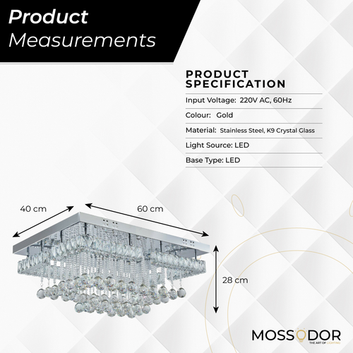 Lámpara de techo de techo LED rectangular moderna grande de cristal lámpara de techo LED - Imagen 3 de 19