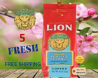5 BAGS Lion TOASTED COCONUT COFFEE 10oz Ground FREE EXPEDITED SHIPPING