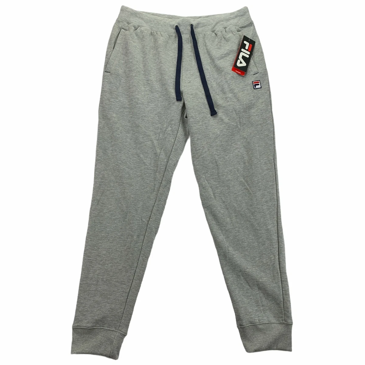Fila Mens Heritage Fleece Logo Drawstring Jogger Pajama Pants Gray L