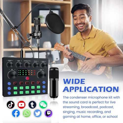 Earphone Studio Recording Kit Podcast Mixer Equipment Condenser Microphone Set - Picture 20 of 63