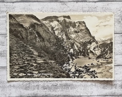 AK Flimserstein Berge Hütten Graubünden Schweiz Ansichtskarte Deko Handschrift - Picture 1 of 2