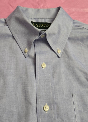Camisa de vestir Ralph Lauren para hombre 16 32/33 calce clásico azul sin hierro EXCELENTE - Imagen 3 de 14